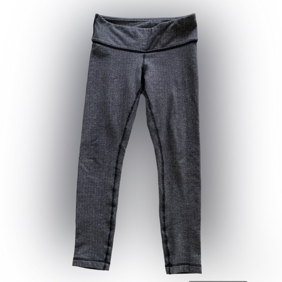 VINTAGE LULULEMON Wunder Under Pant Herringbone Black Swan / Black Size 6 - Picture 3 of 9